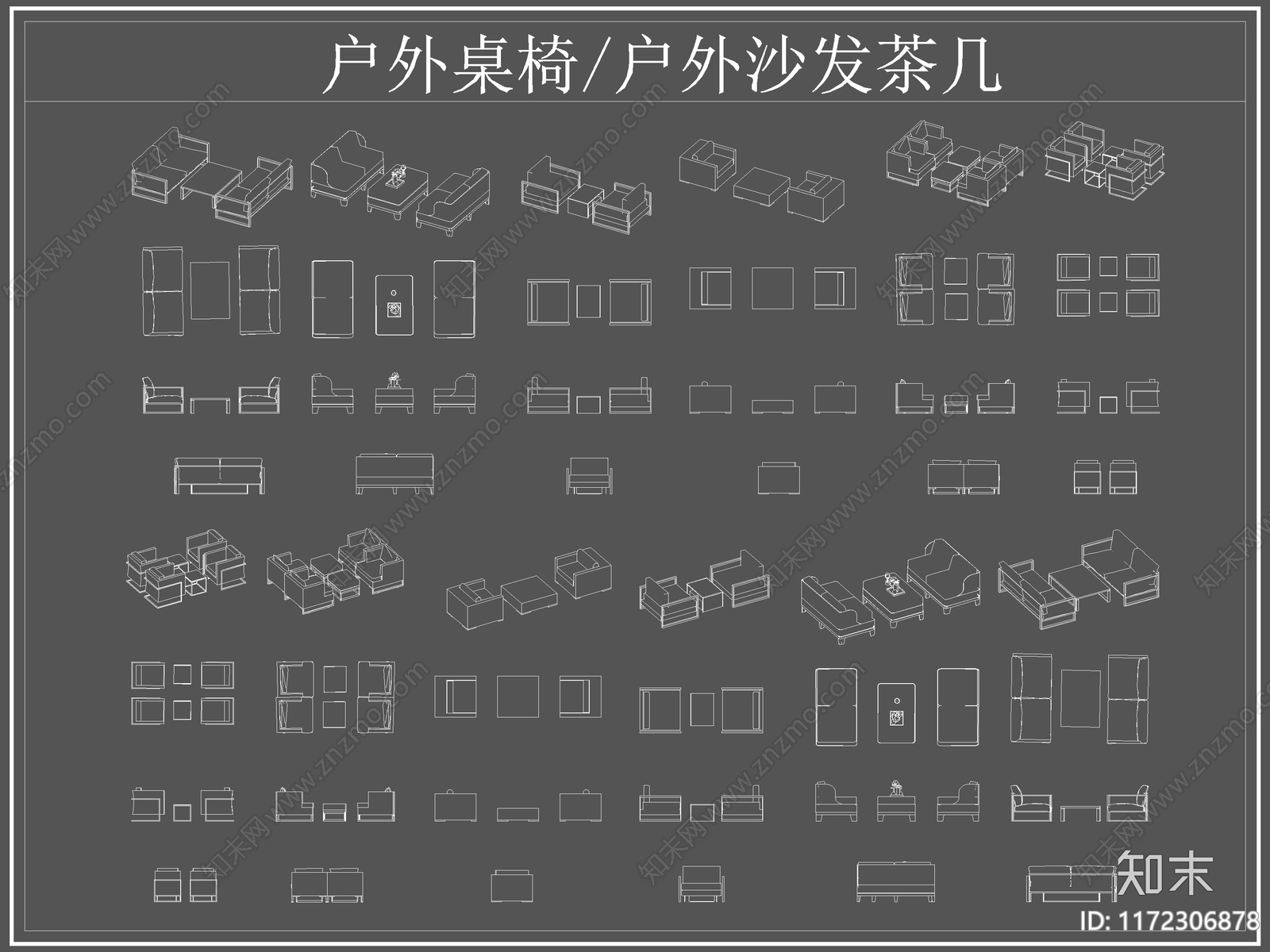 现代桌椅cad施工图下载【ID:1172306878】