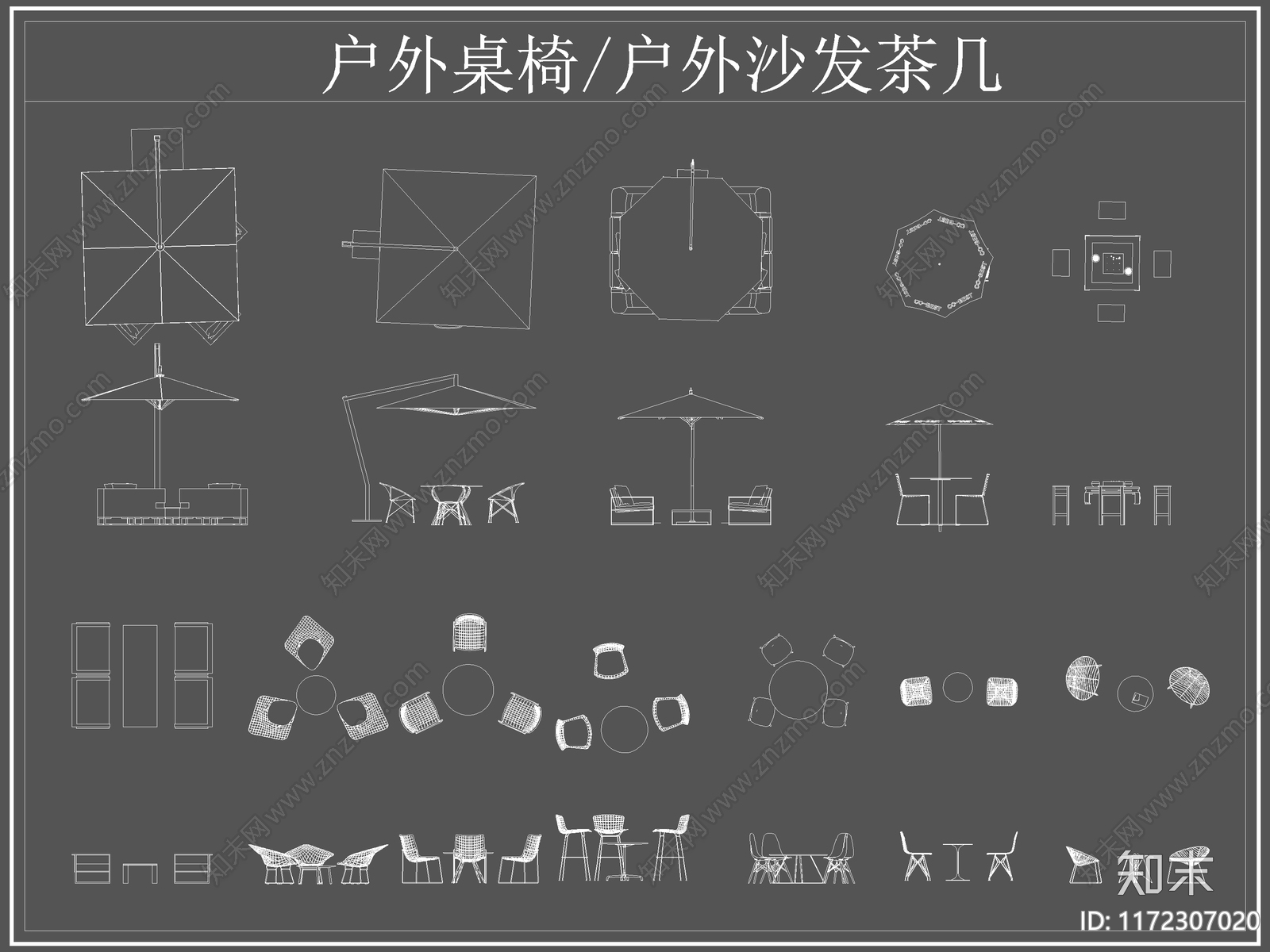 现代桌椅cad施工图下载【ID:1172307020】