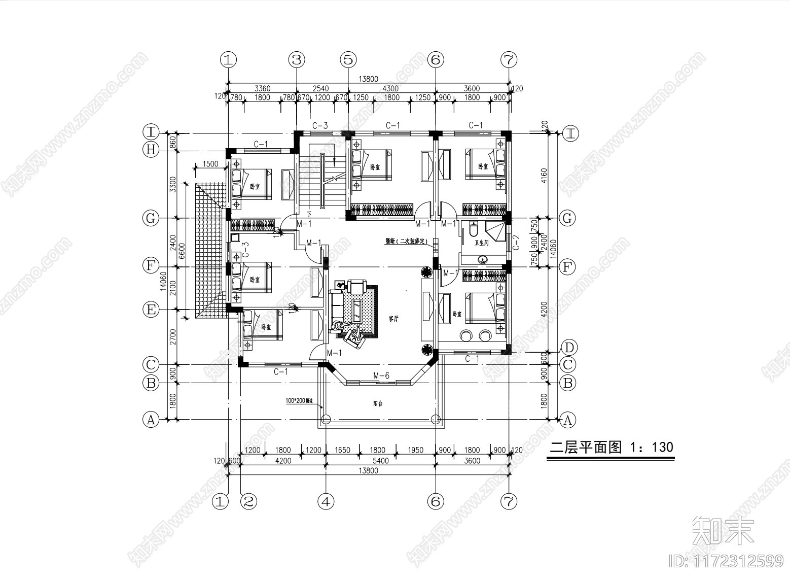 现代别墅建筑cad施工图下载【ID:1172312599】