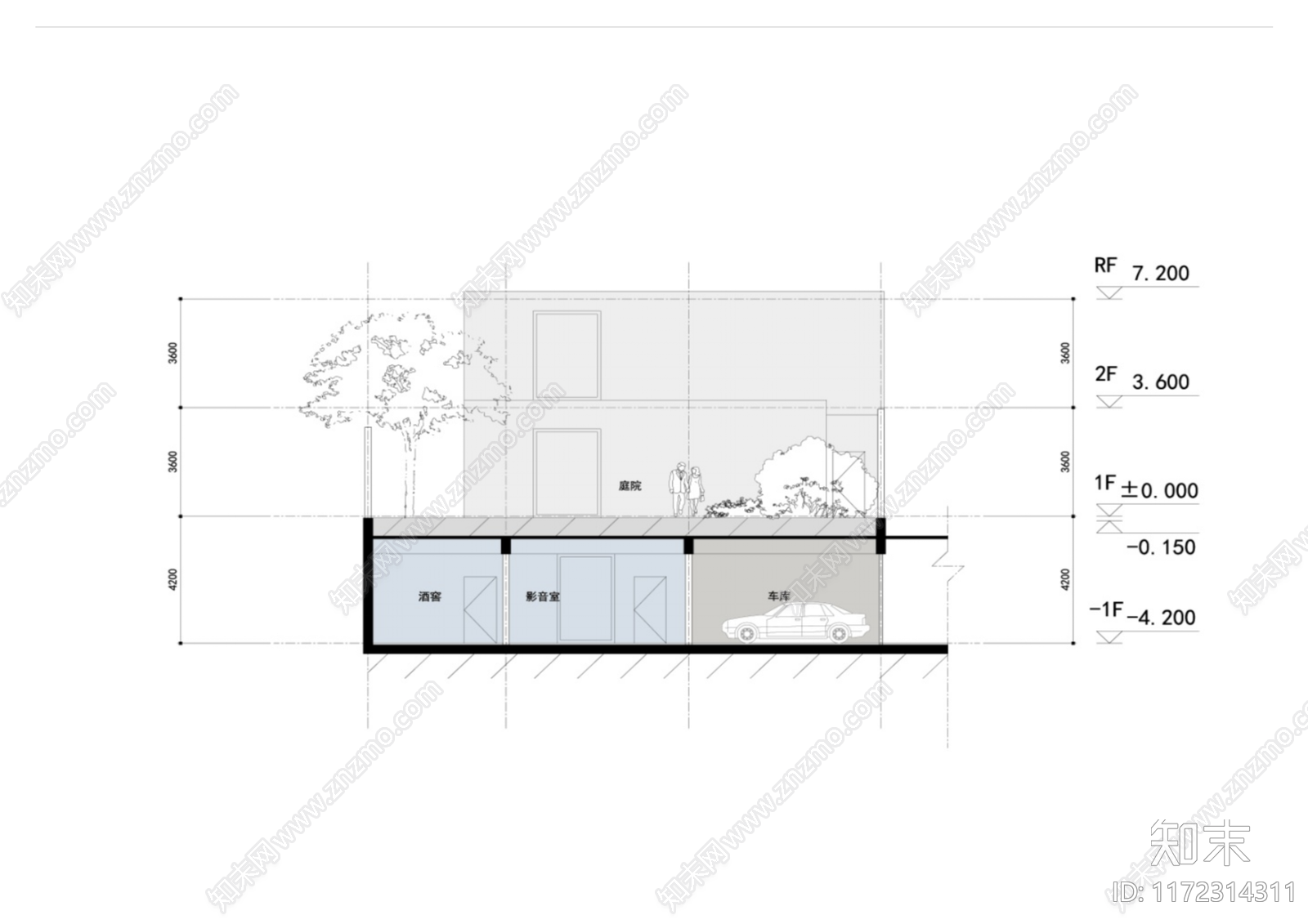 现代别墅建筑cad施工图下载【ID:1172314311】