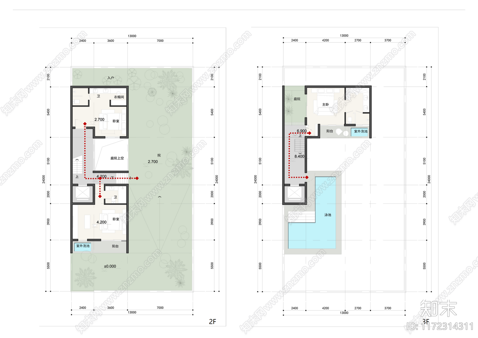 现代别墅建筑cad施工图下载【ID:1172314311】