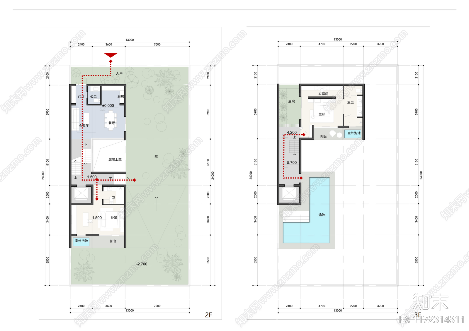 现代别墅建筑cad施工图下载【ID:1172314311】