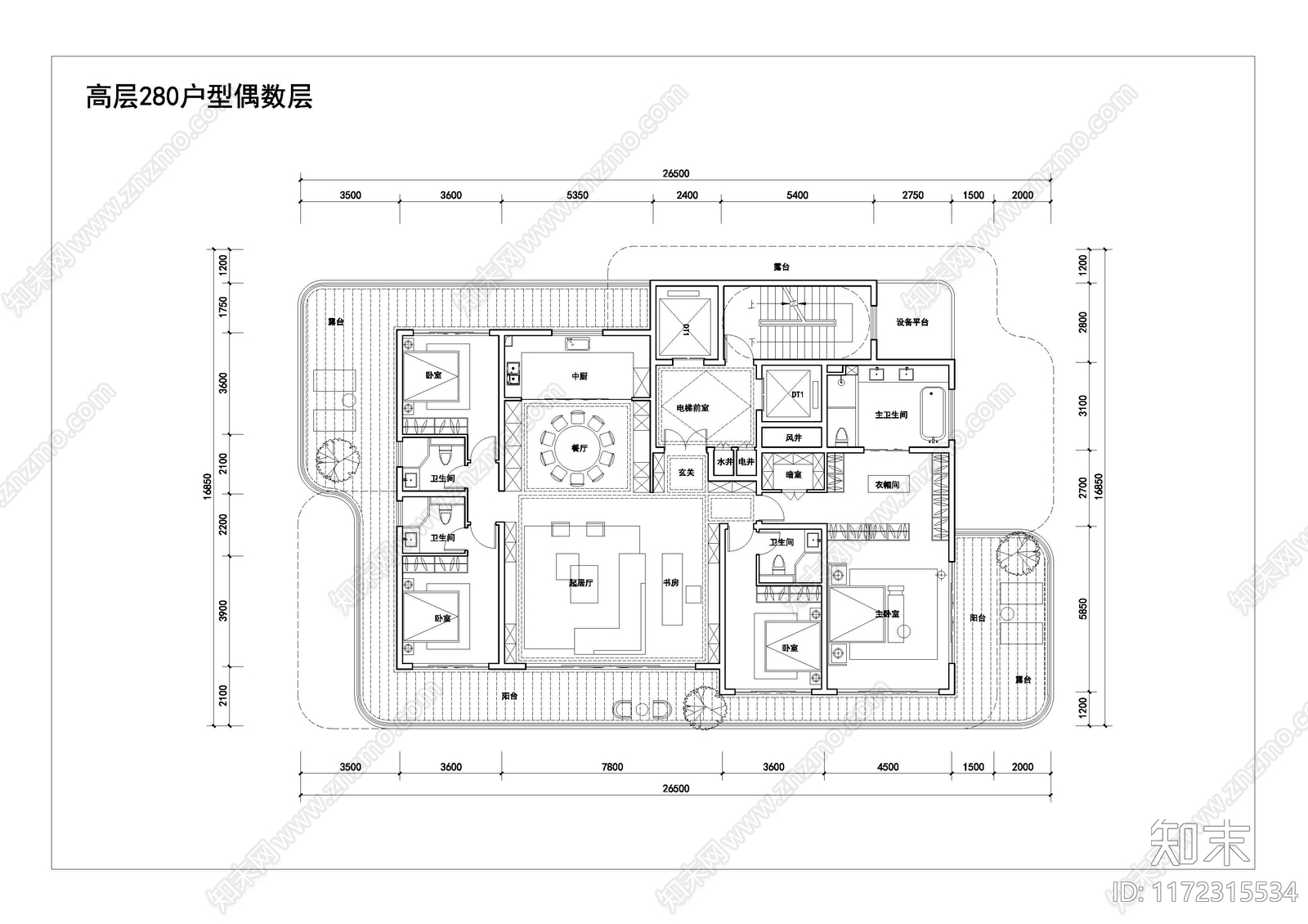 现代住宅楼建筑cad施工图下载【ID:1172315534】