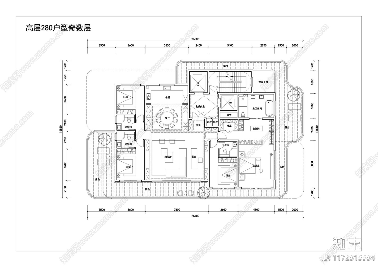 现代住宅楼建筑cad施工图下载【ID:1172315534】