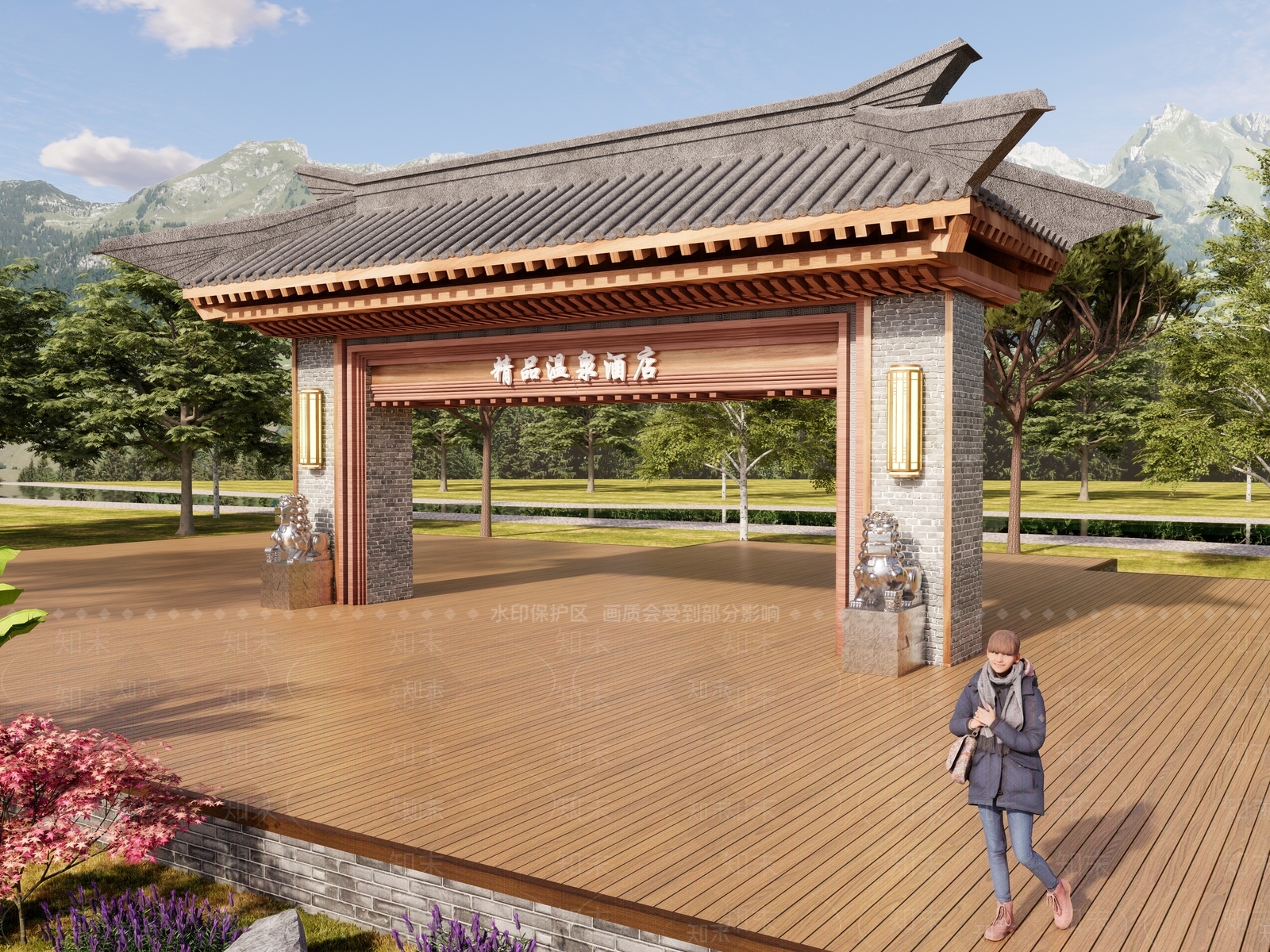 现代新中式牌坊牌楼SU模型下载【ID:1172322250】
