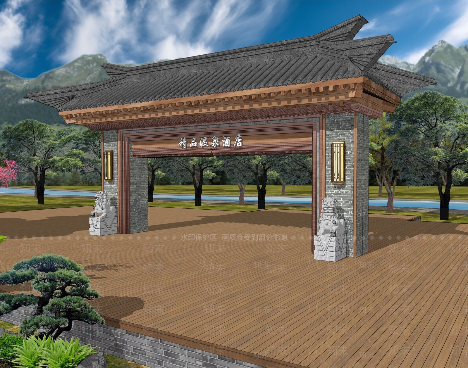 现代新中式牌坊牌楼SU模型下载【ID:1172322250】