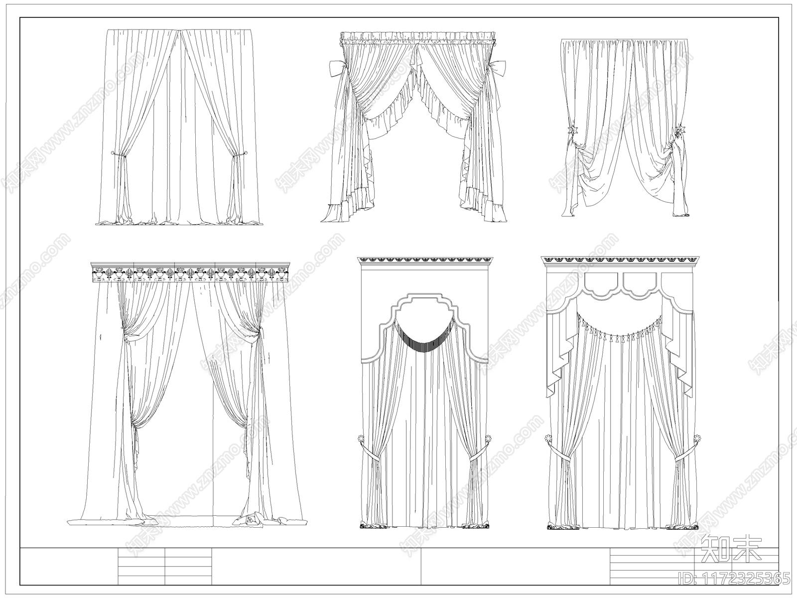 欧式窗帘施工图下载【ID:1172325365】
