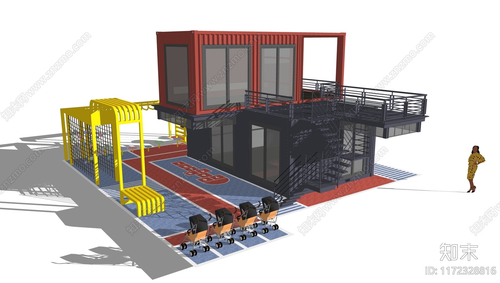 现代儿童游乐区SU模型下载【ID:1172328816】