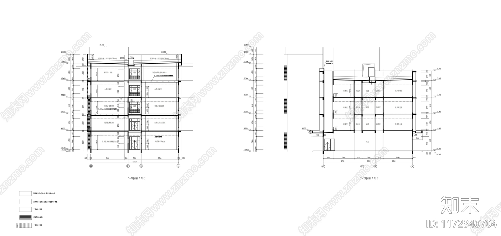 现代学校建筑cad施工图下载【ID:1172340704】