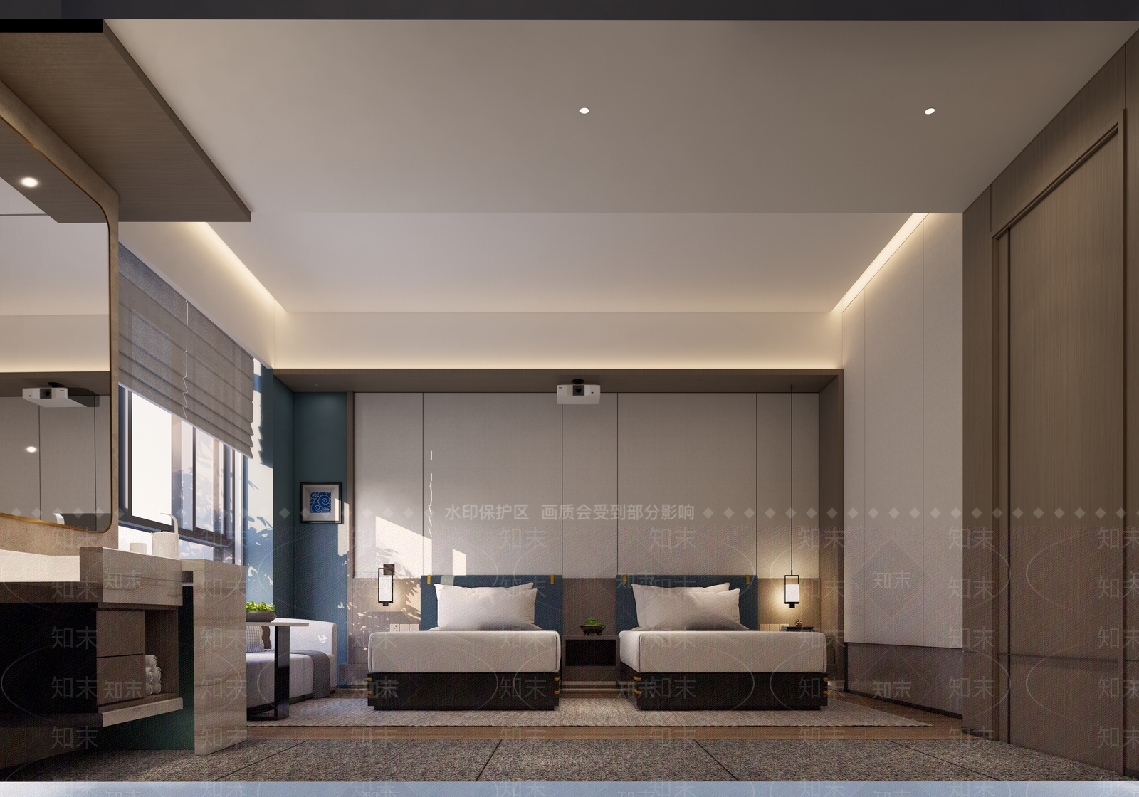 现代酒店客房SU模型下载【ID:1172348079】