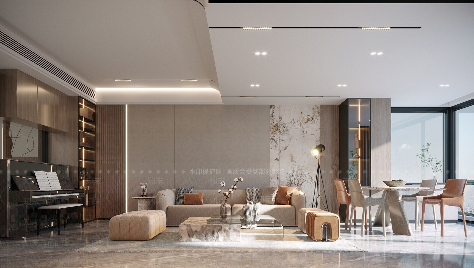现代轻奢家居客厅3D模型下载【ID:1172350992】_知末3d模型网