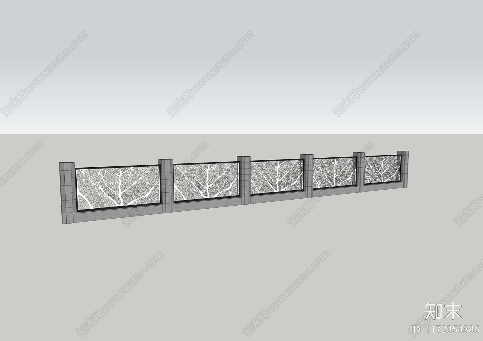 现代围墙SU模型下载【ID:1172353386】