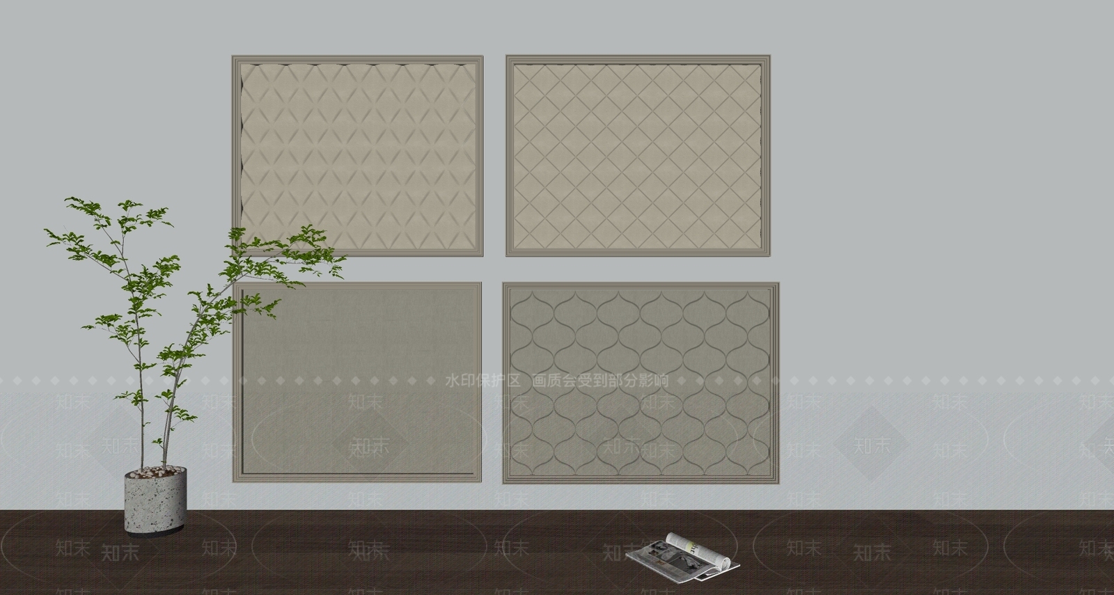 现代床品SU模型下载【ID:1172353393】