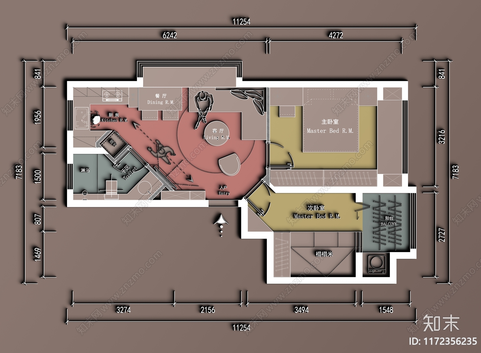 现代整体家装空间cad施工图下载【ID:1172356235】