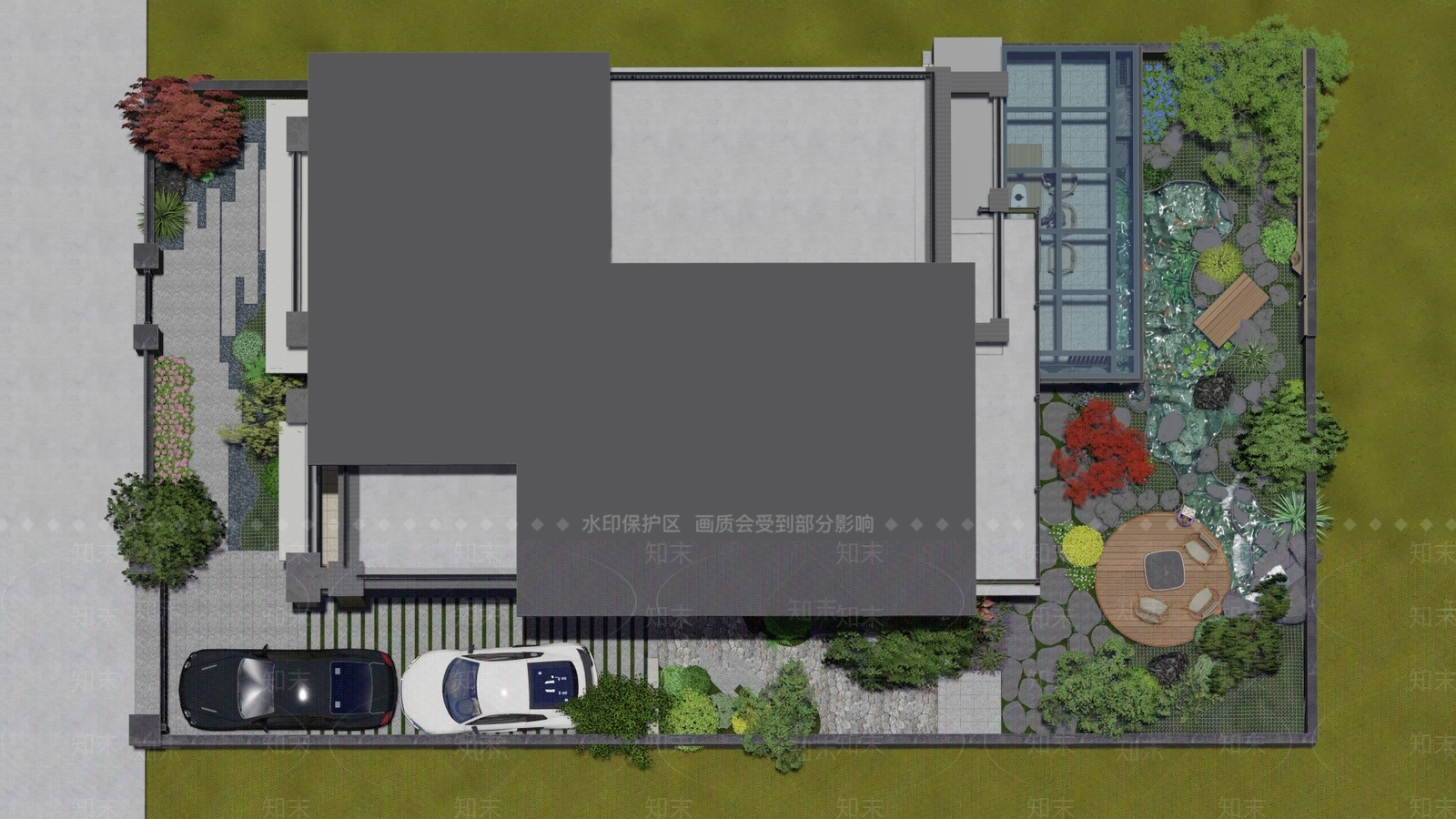 新中式现代别墅庭院SU模型下载【ID:1175878819】