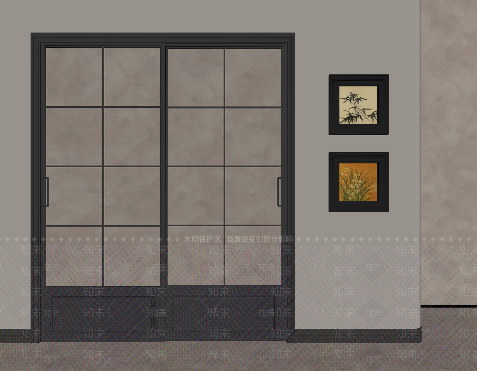 法式推拉门SU模型下载【ID:1172358955】
