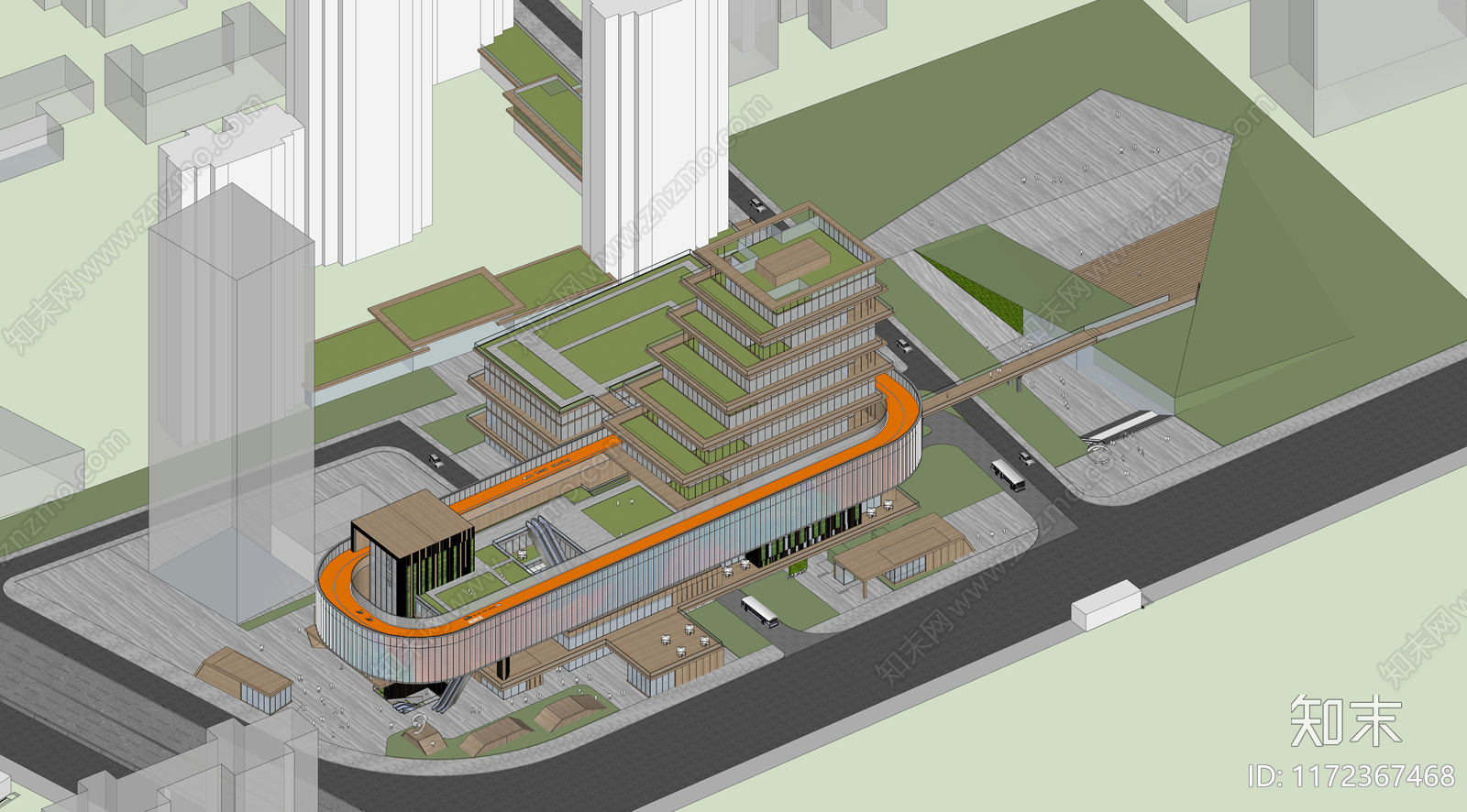 现代商场建筑SU模型下载【ID:1172367468】