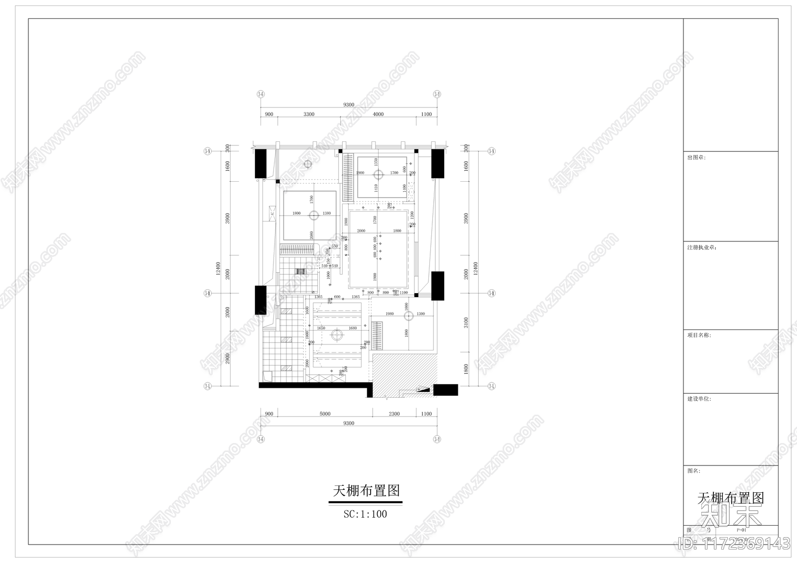 现代新中式整体家装空间cad施工图下载【ID:1172369143】