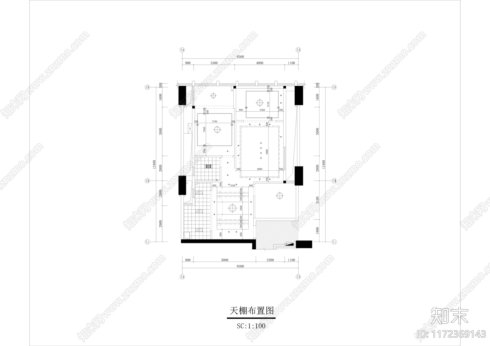 现代新中式整体家装空间cad施工图下载【ID:1172369143】