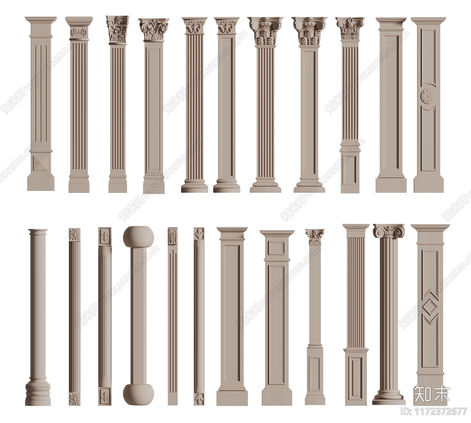 现代柱子3D模型下载【ID:1172372677】