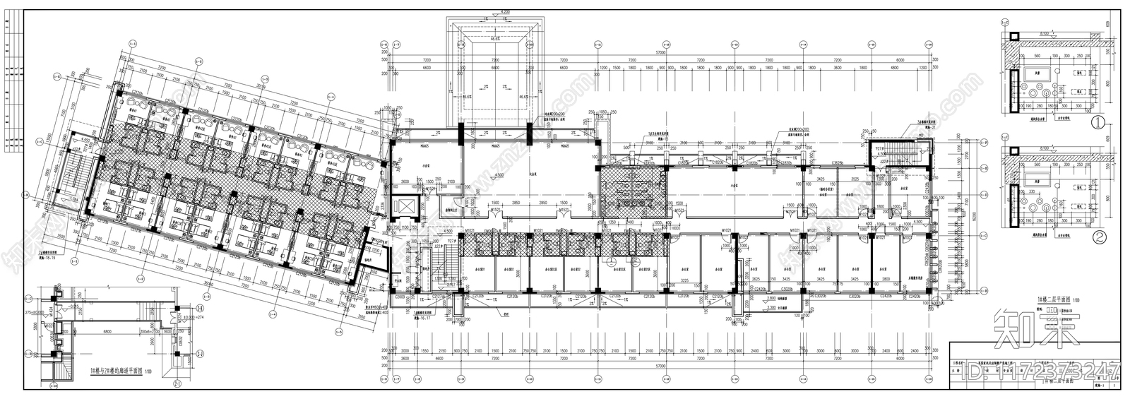 现代办公楼建筑cad施工图下载【ID:1172373247】