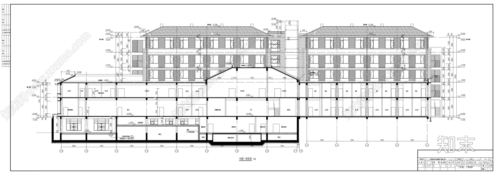 现代办公楼建筑cad施工图下载【ID:1172373247】