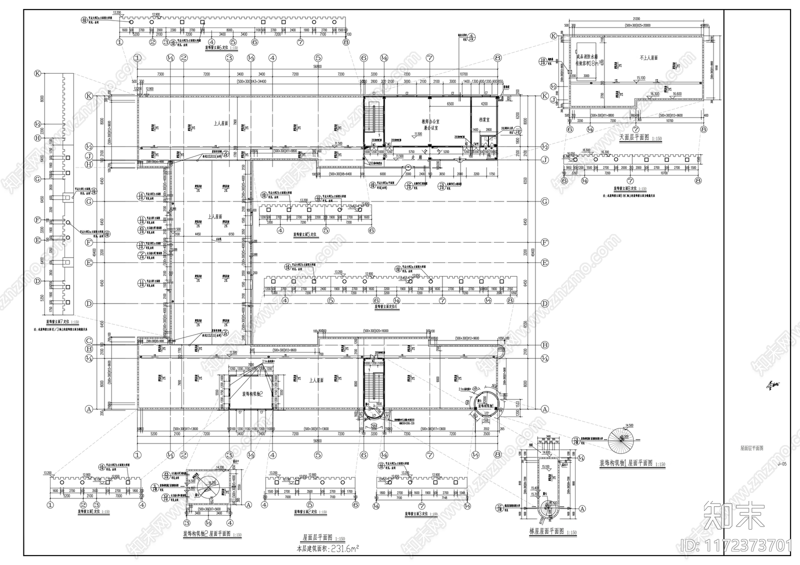 现代学校建筑cad施工图下载【ID:1172373701】