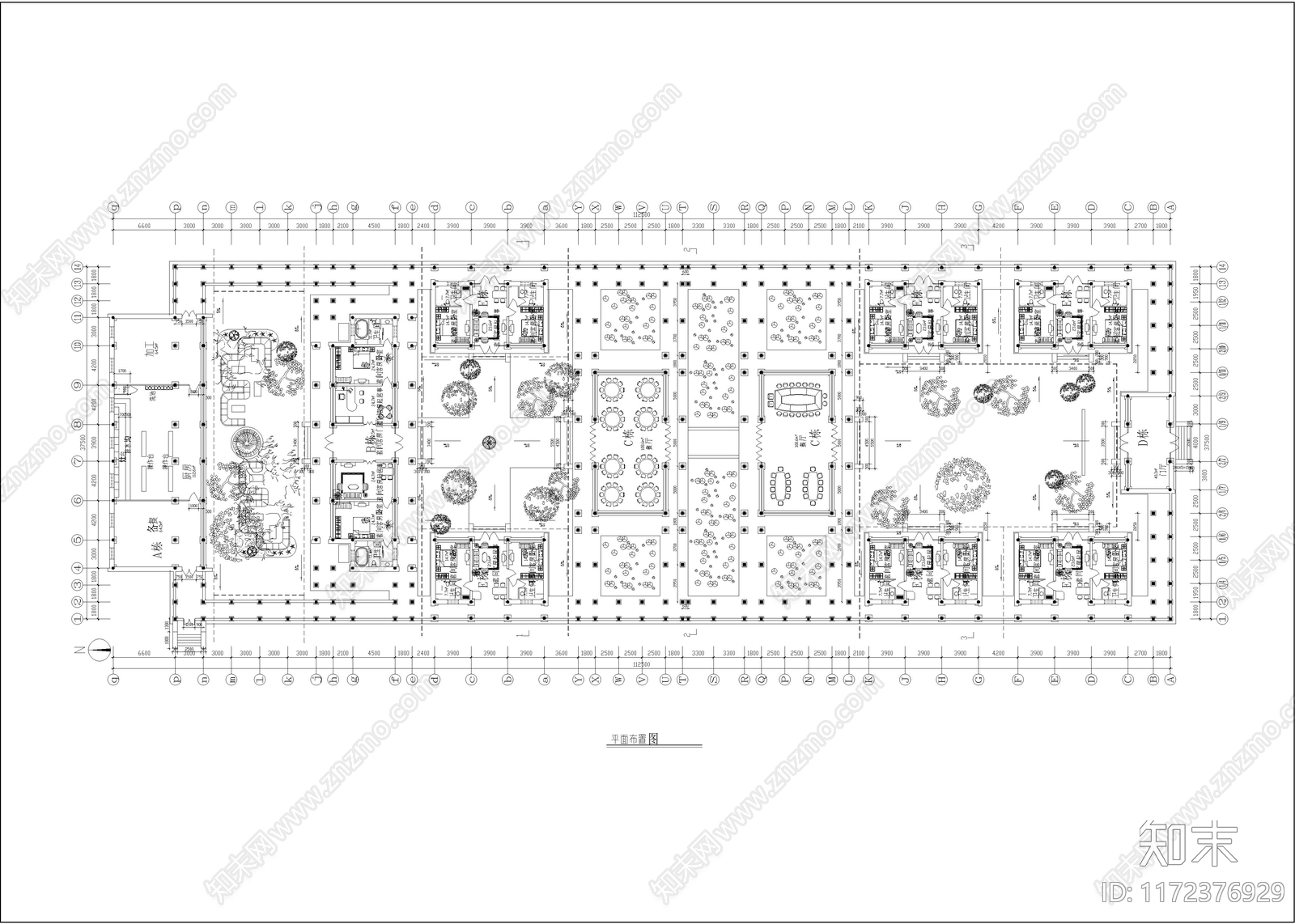 新中式四合院cad施工图下载【ID:1172376929】