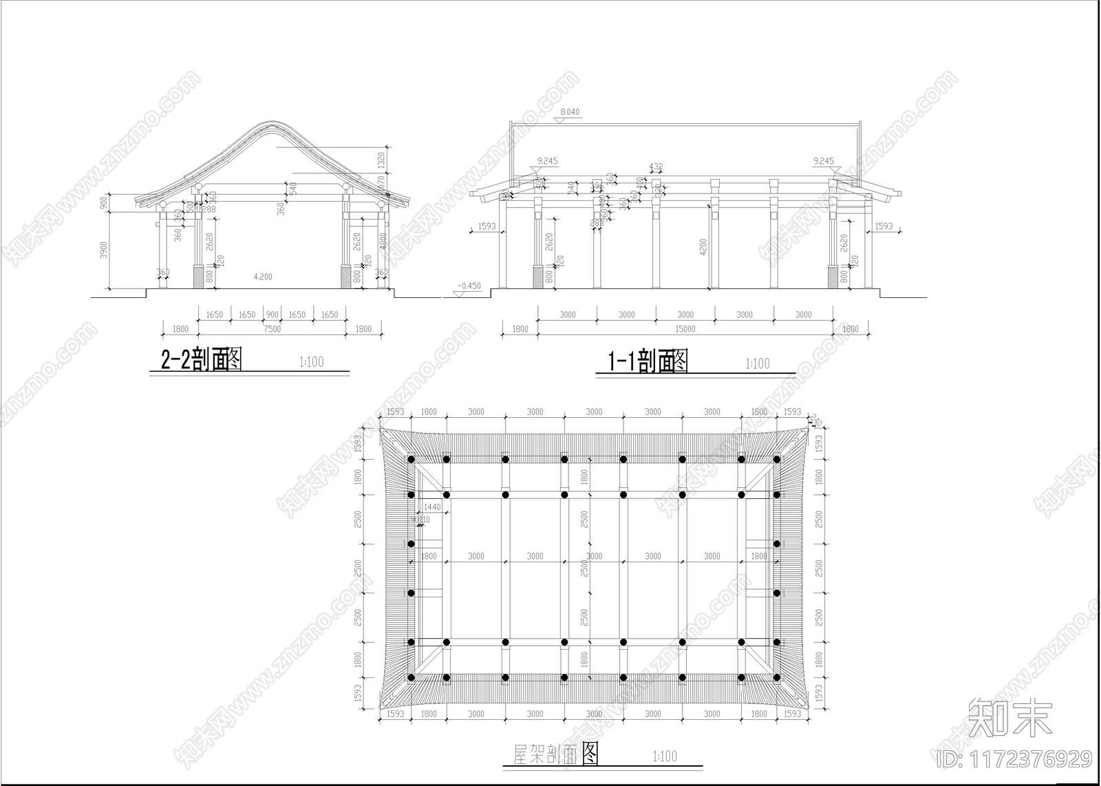 新中式四合院cad施工图下载【ID:1172376929】