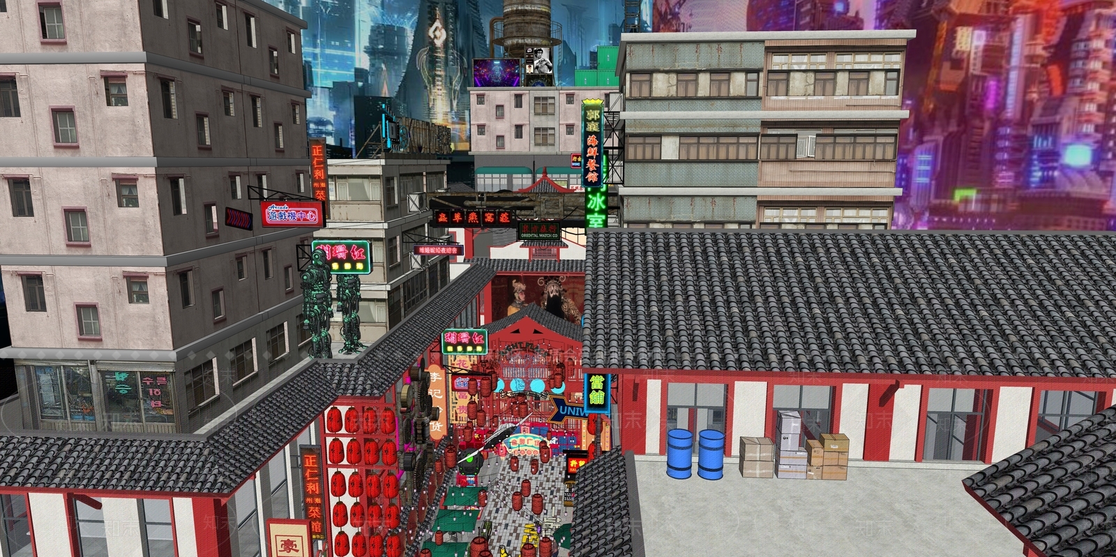 现代新中式风格建筑SU模型下载【ID:1172381476】