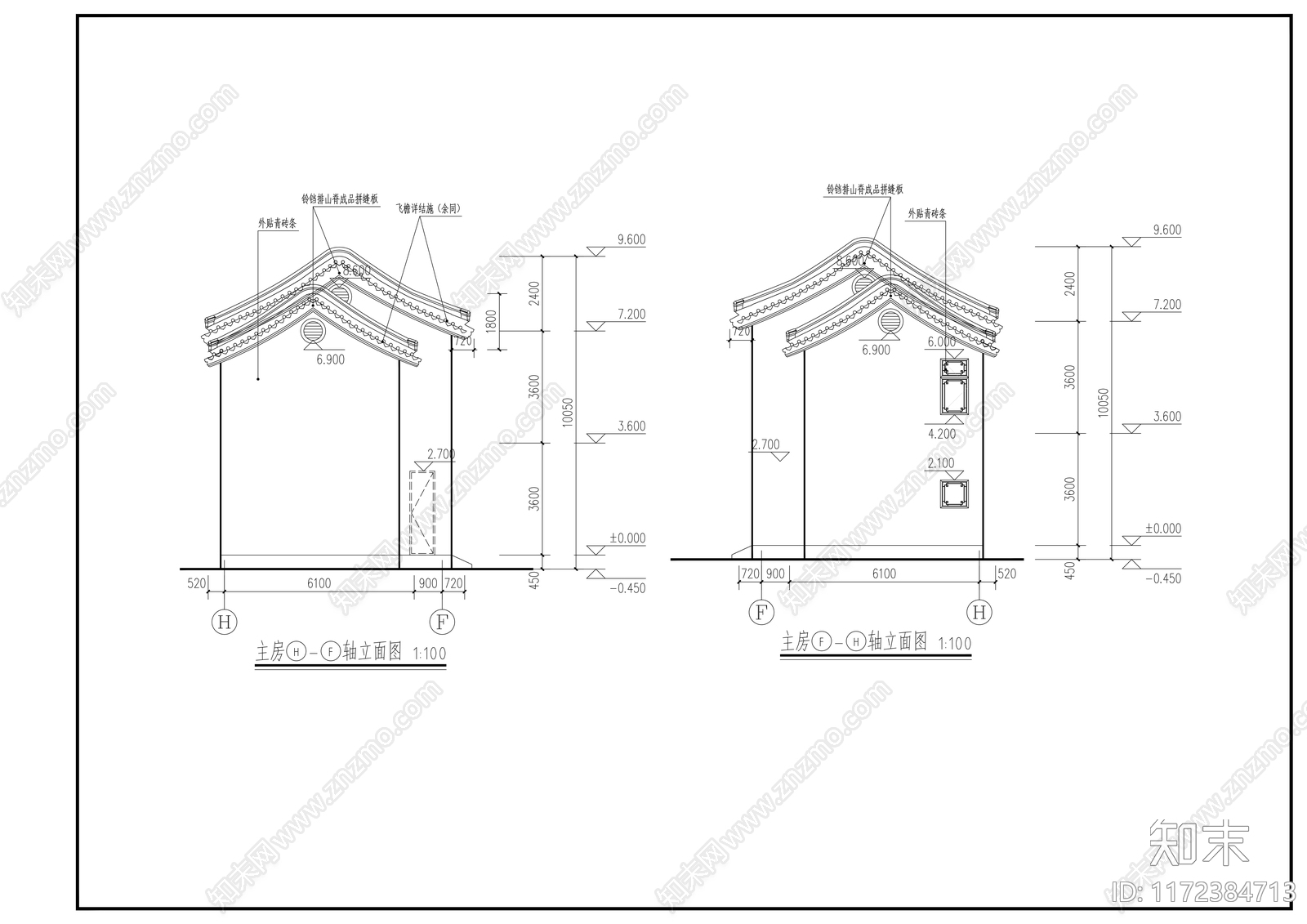 中式别墅建筑施工图下载【ID:1172384713】