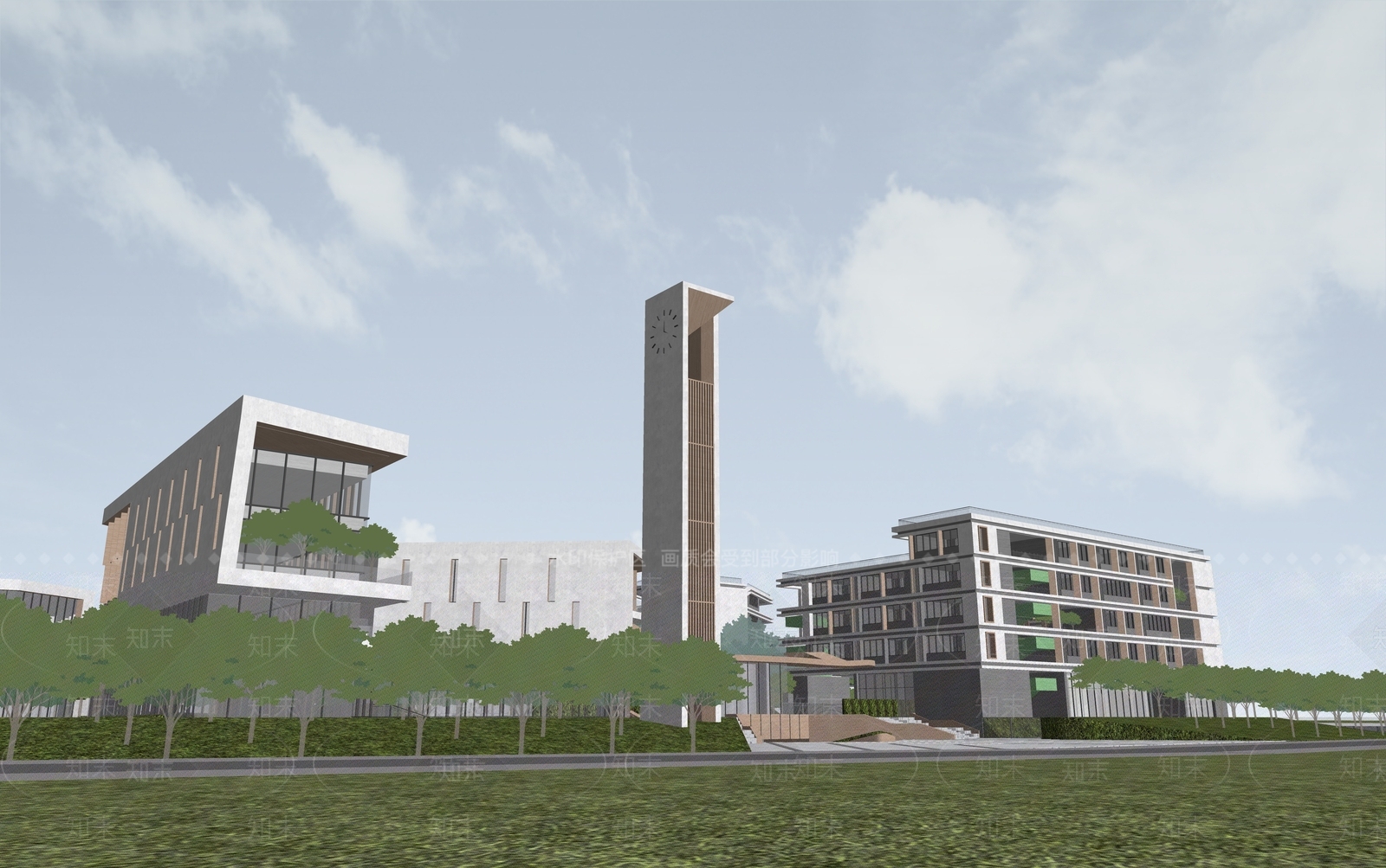 现代学校建筑SU模型下载【ID:1172408786】