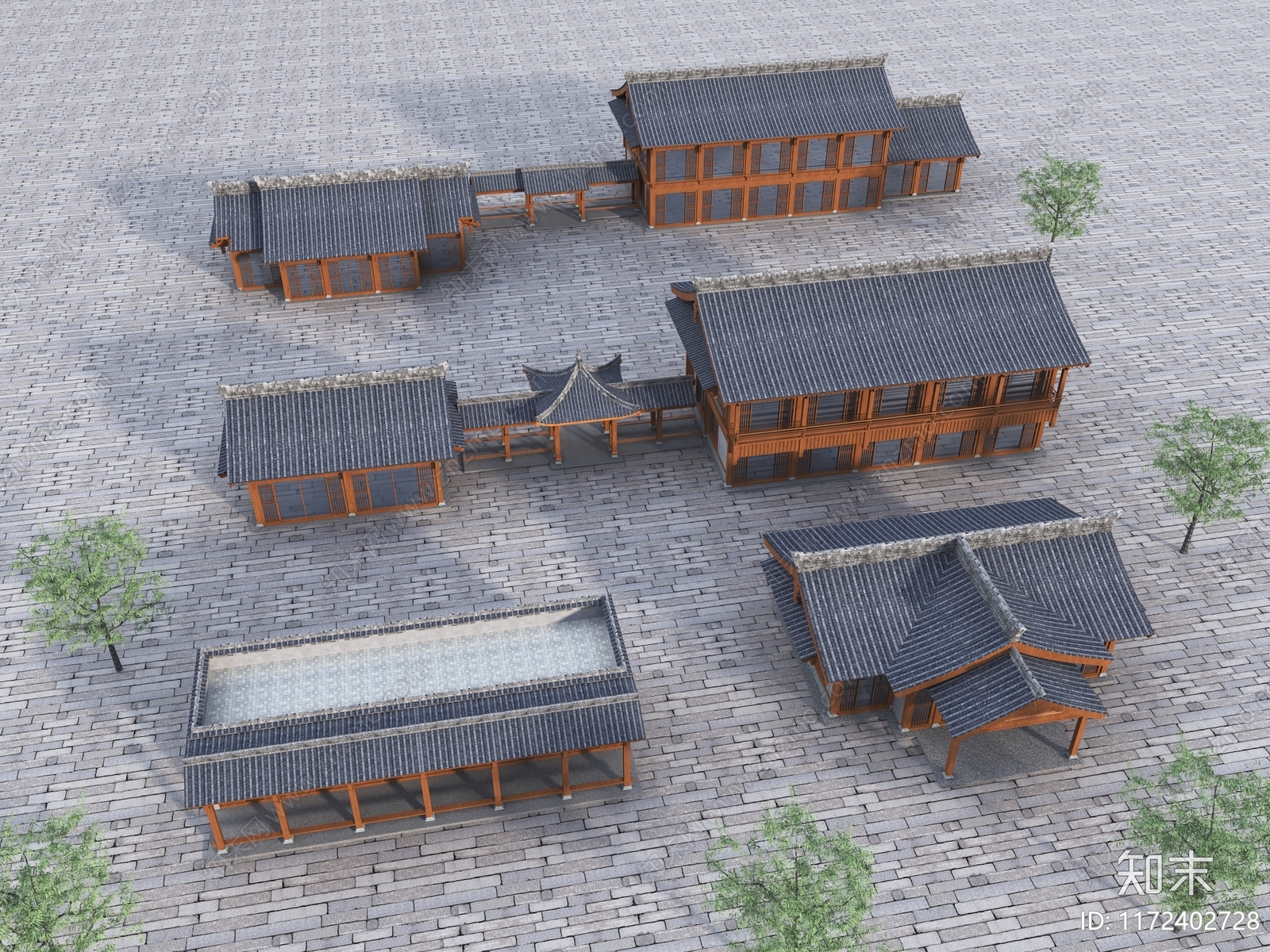 新中式中式古建3D模型下载【ID:1172402728】