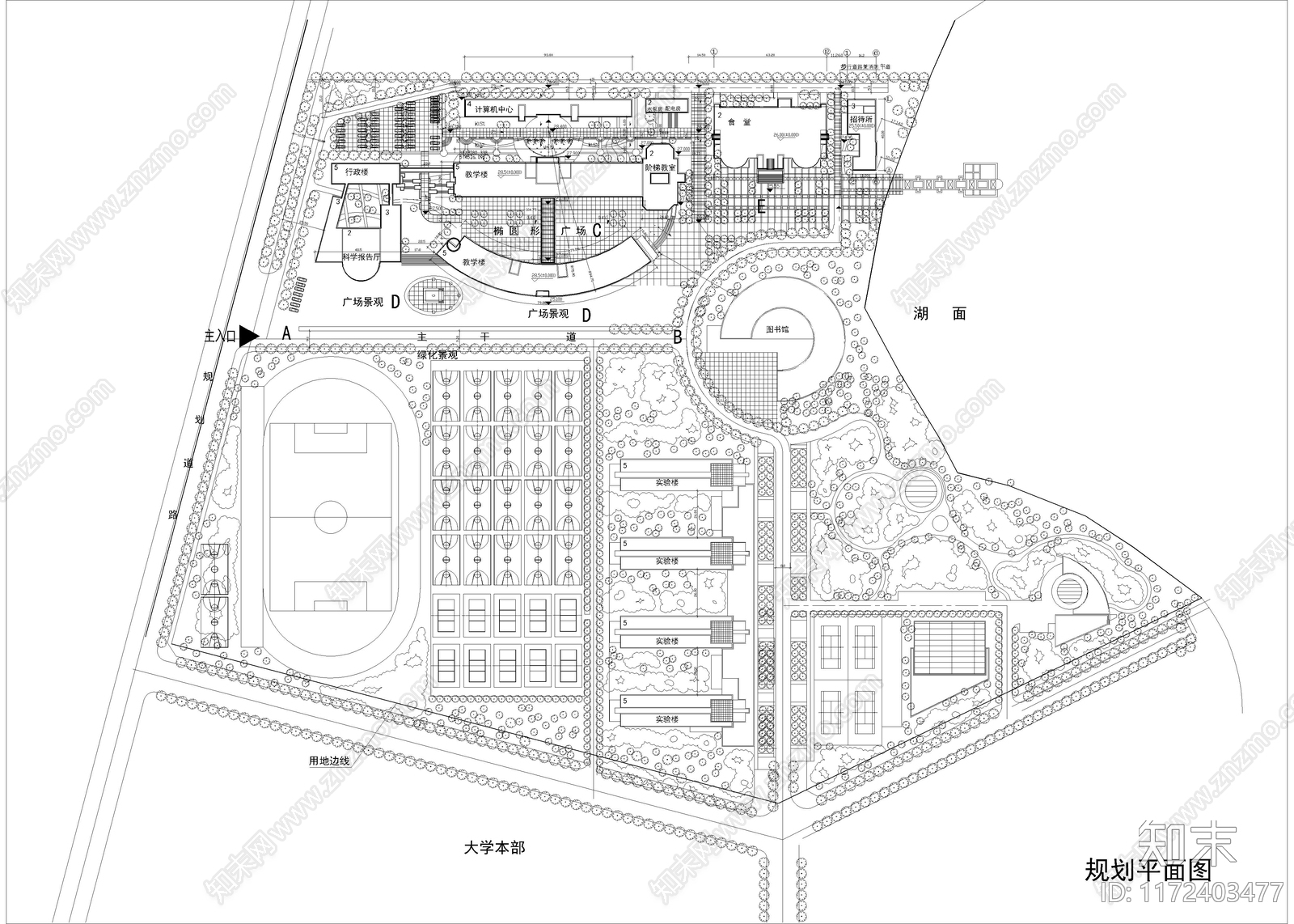 现代校园景观cad施工图下载【ID:1172403477】