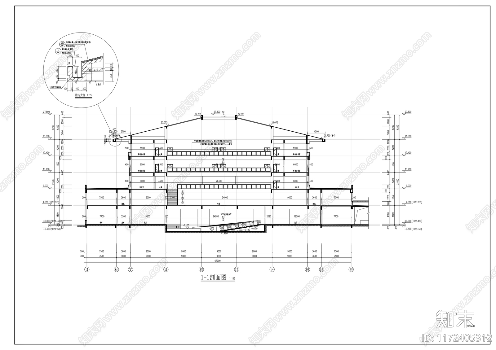 现代学校建筑cad施工图下载【ID:1172405312】
