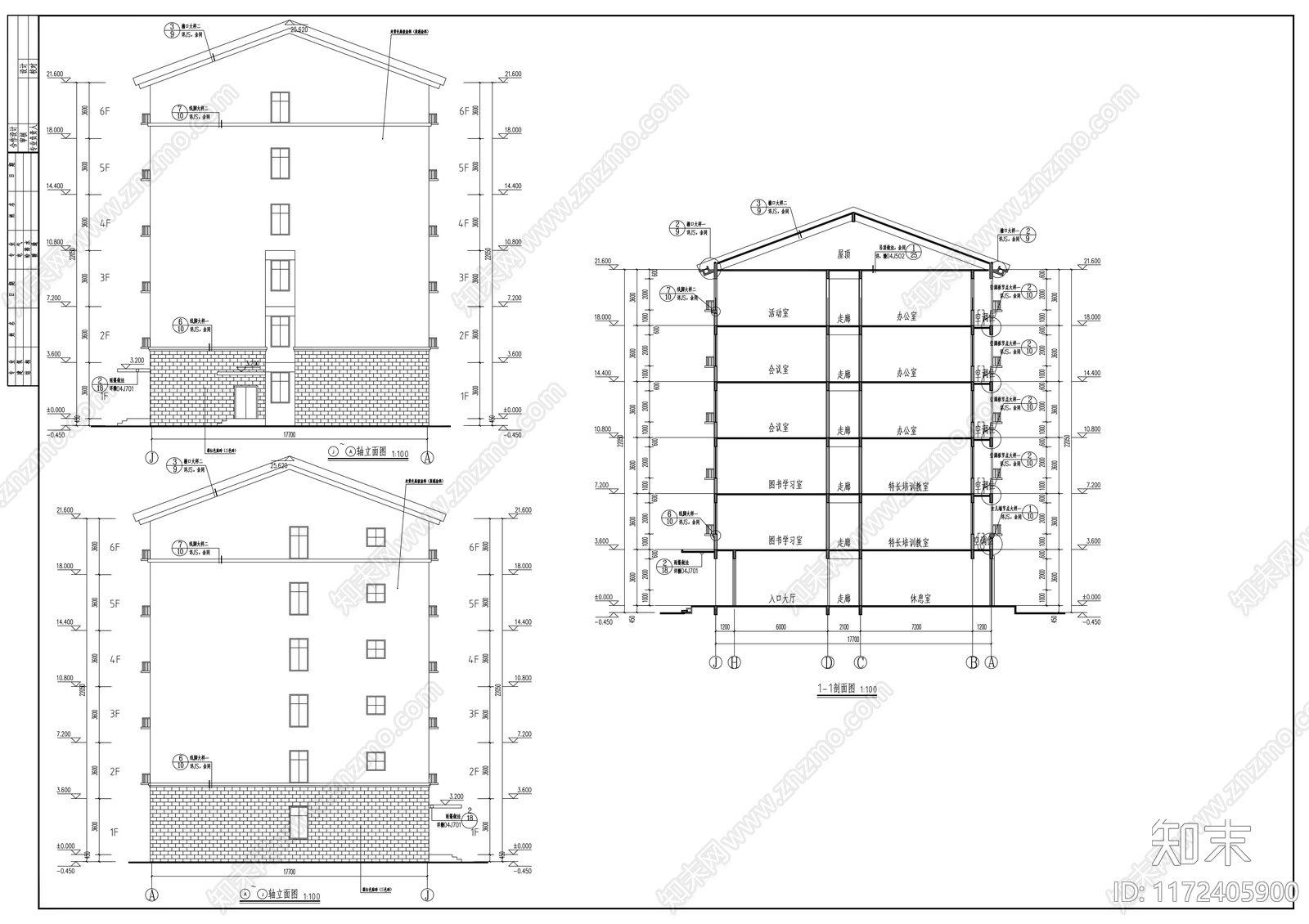 现代办公楼建筑cad施工图下载【ID:1172405900】