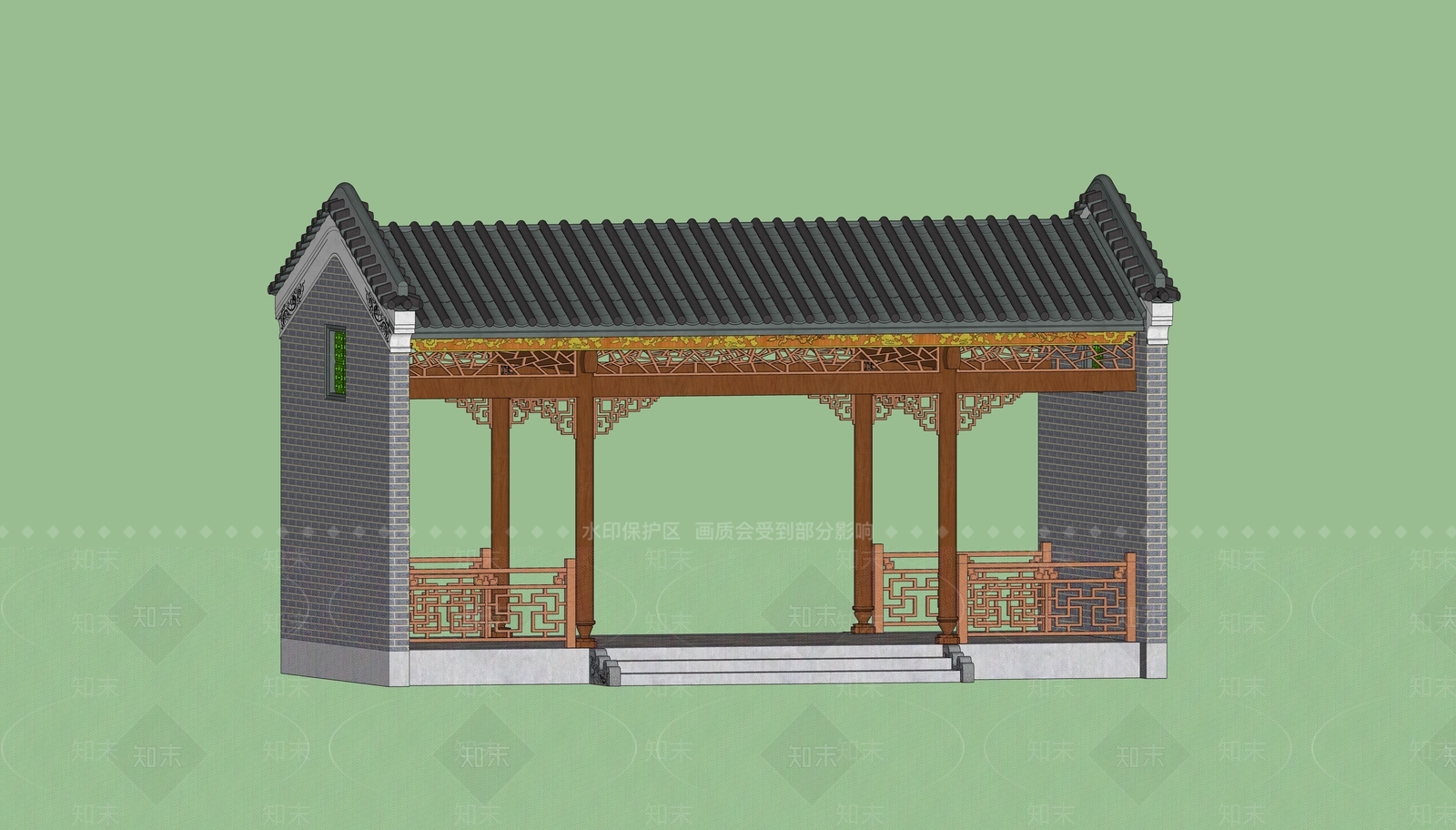 中式古建筑SU模型下载【ID:1172408888】