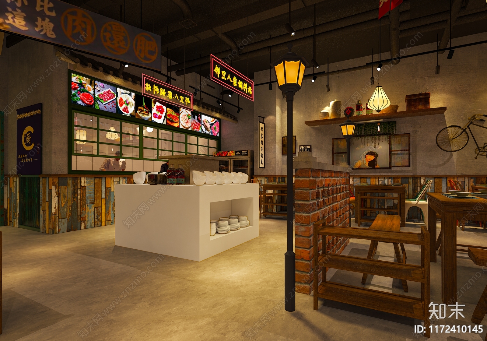 复古工业火锅店3D模型下载【ID:1172410145】