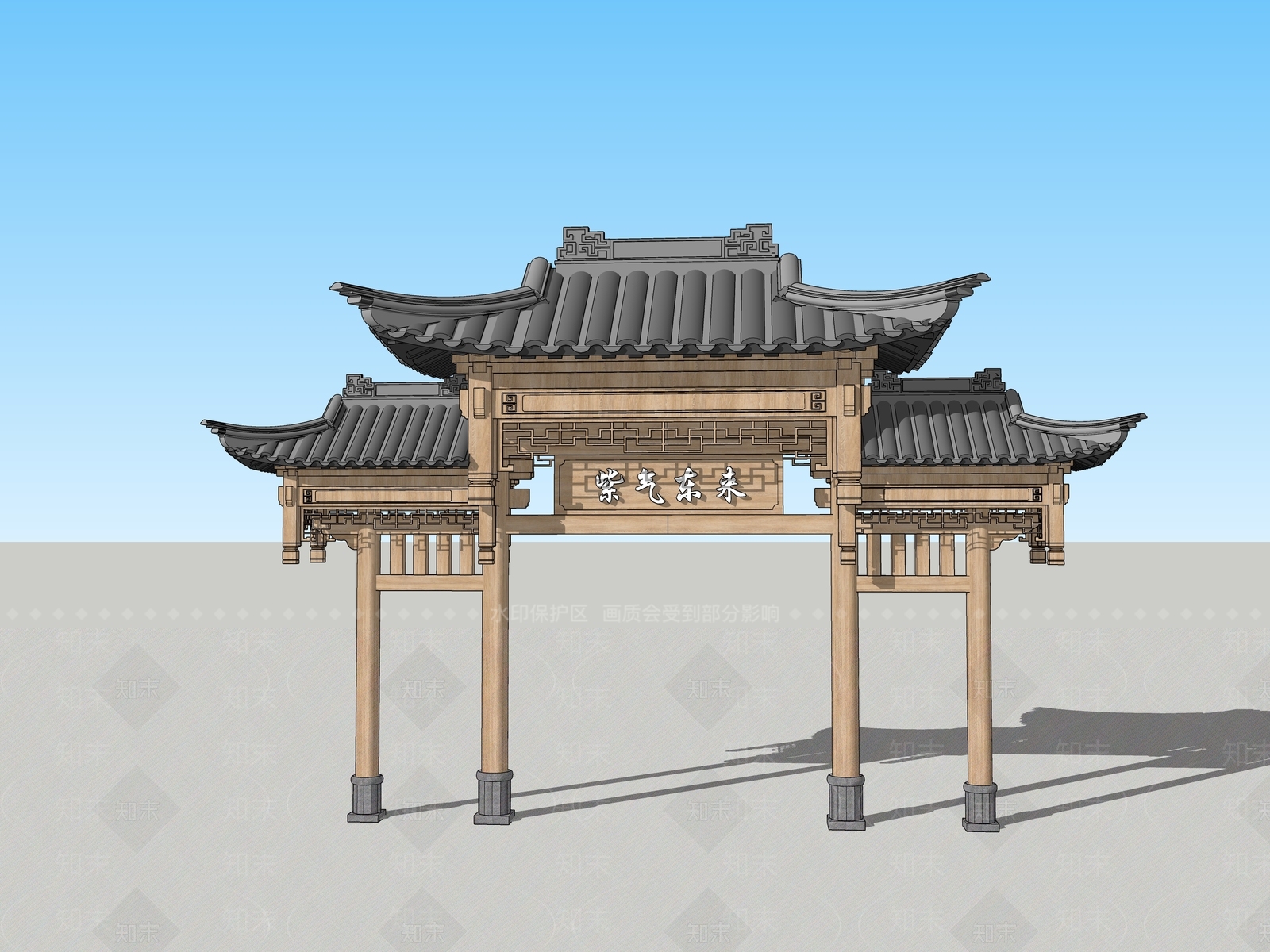 现代新中式牌坊牌楼SU模型下载【ID:1172410893】