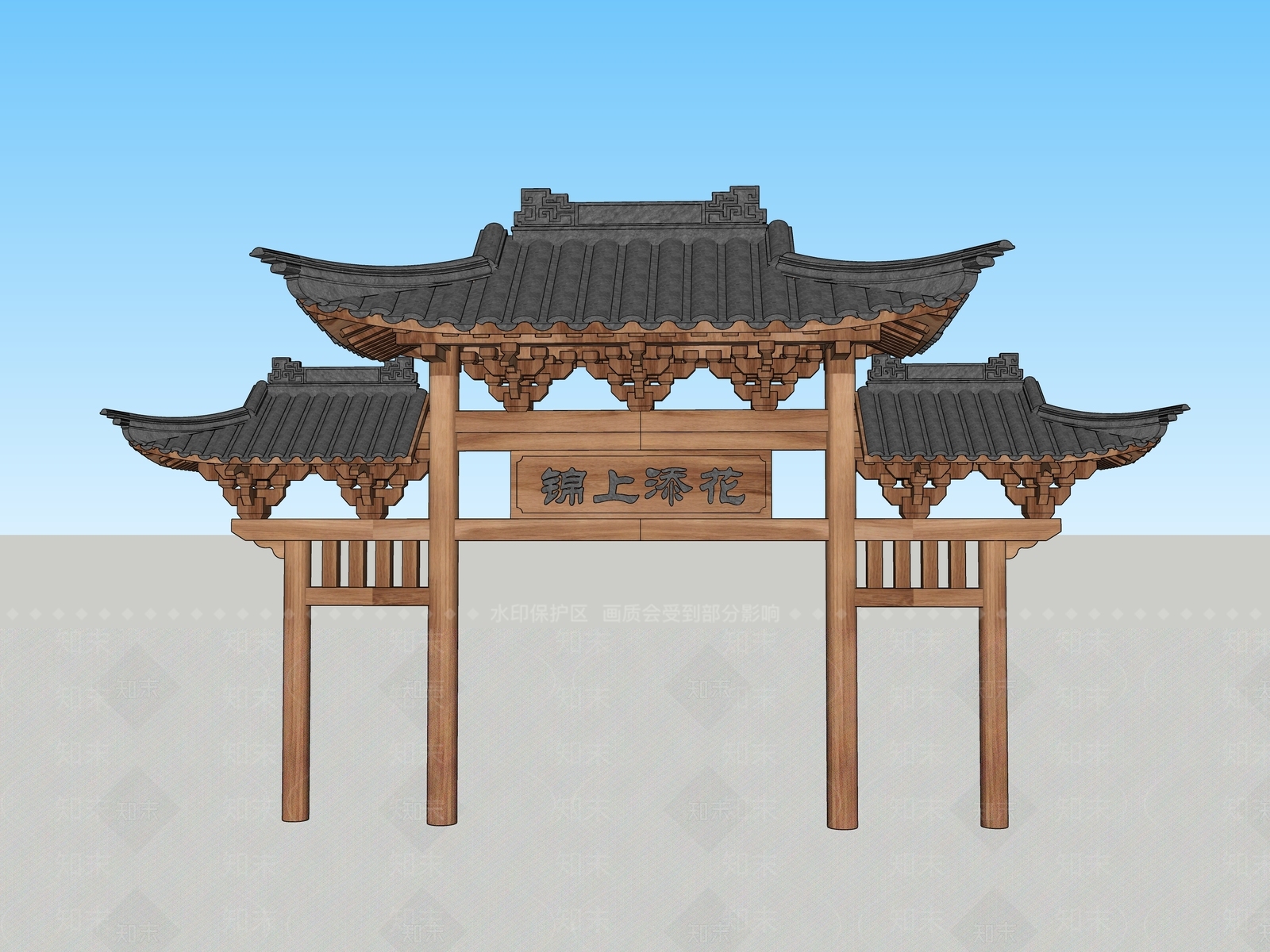 现代新中式牌坊牌楼SU模型下载【ID:1172411115】