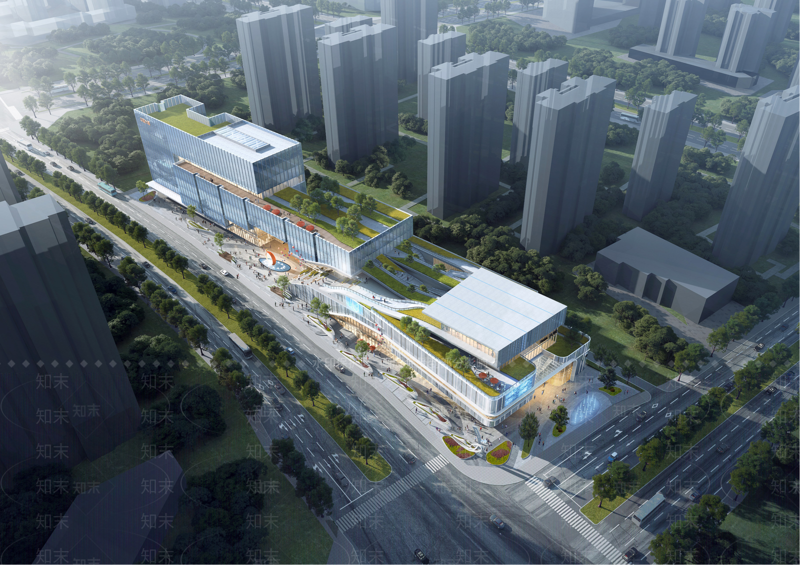 现代简约商场建筑SU模型下载【ID:1172416460】