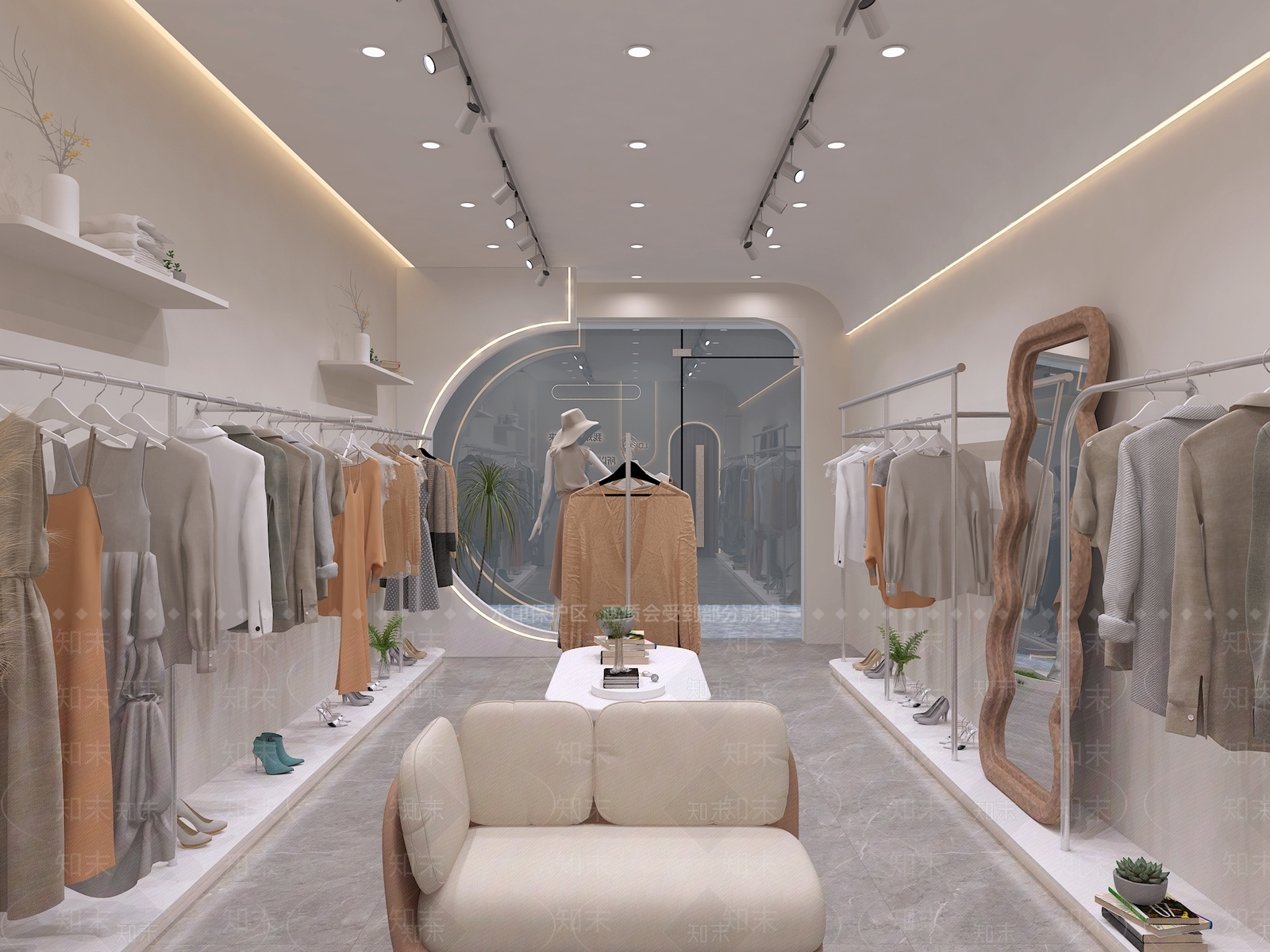 现代奶油服装店3D模型下载【ID:1172414172】