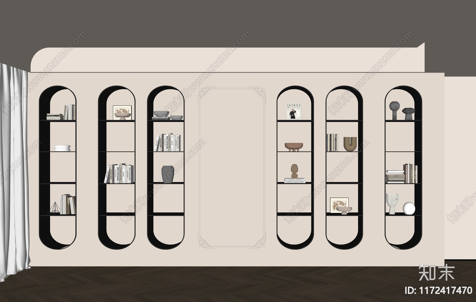 法式美式书柜SU模型下载【ID:1172417470】