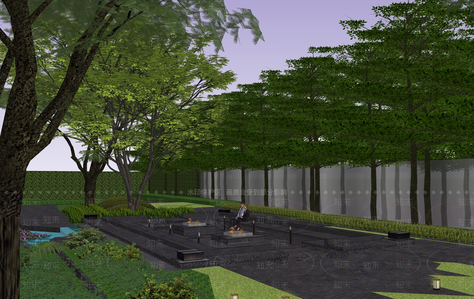 侘寂现代台阶景观SU模型下载【ID:1172419526】