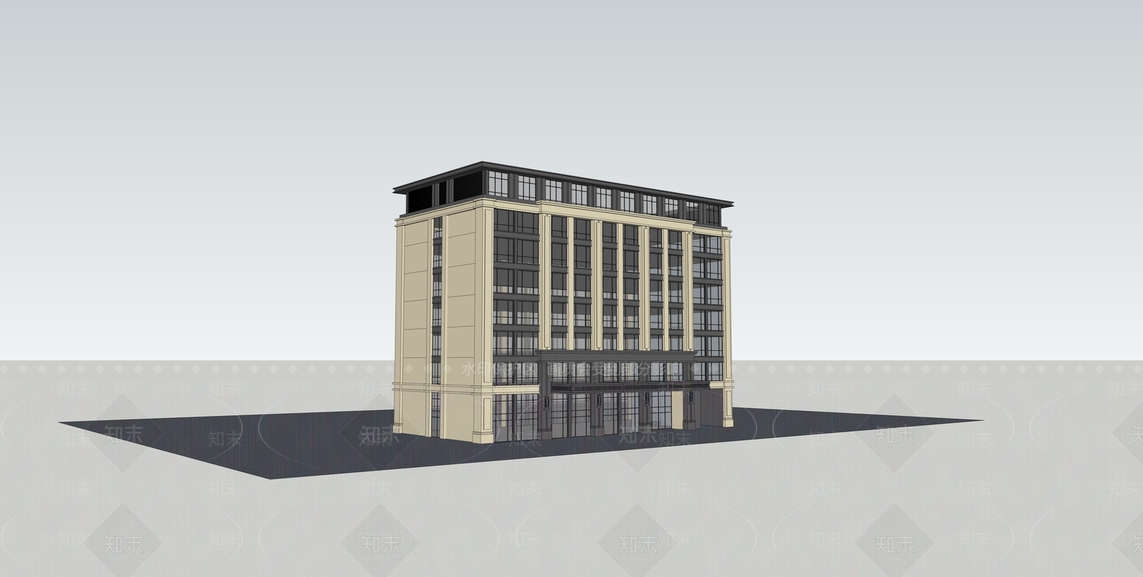 新中式酒店建筑SU模型下载【ID:1172419157】
