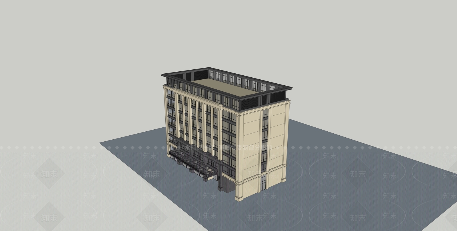 新中式酒店建筑SU模型下载【ID:1172419157】