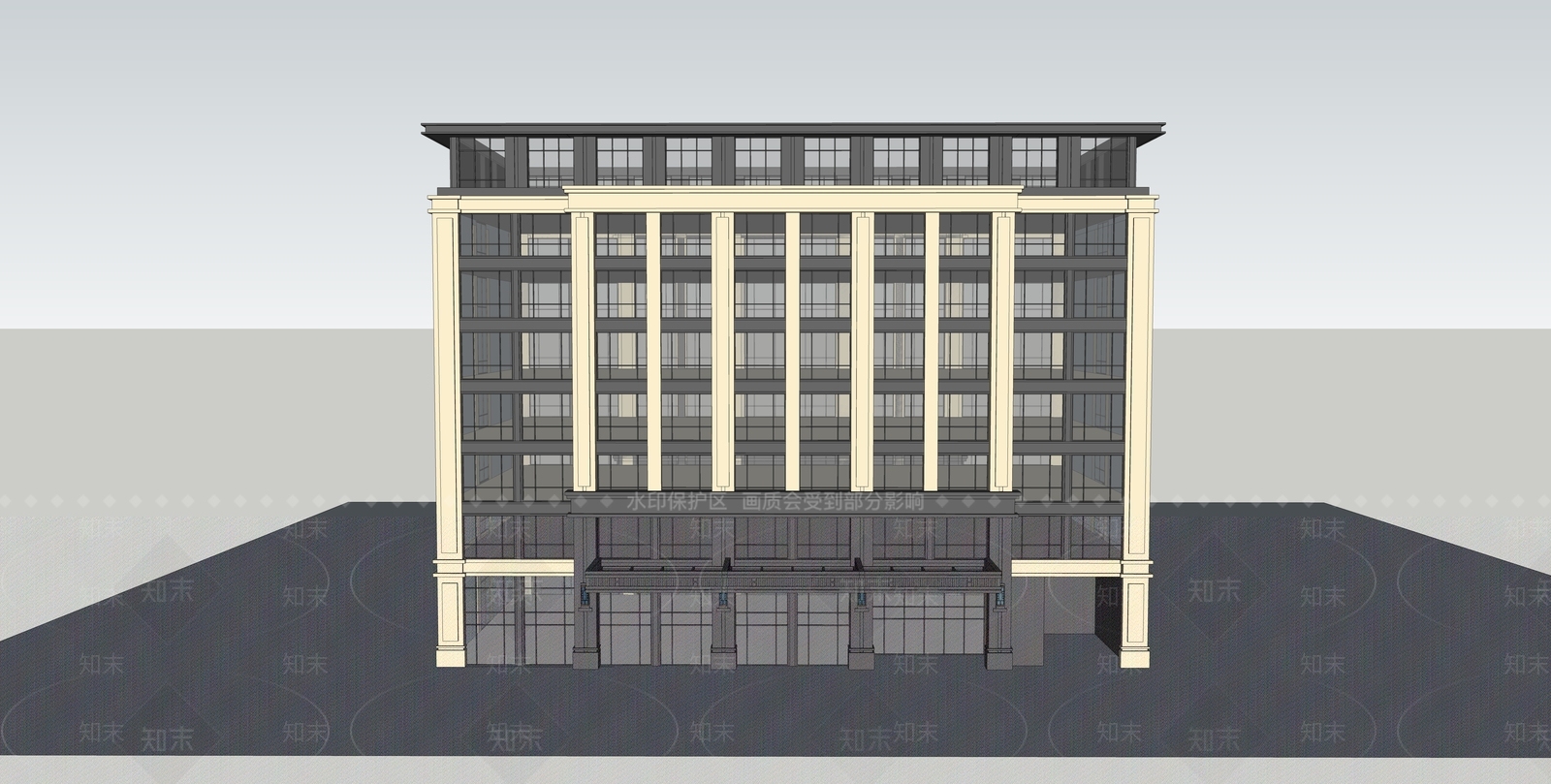 新中式酒店建筑SU模型下载【ID:1172419157】