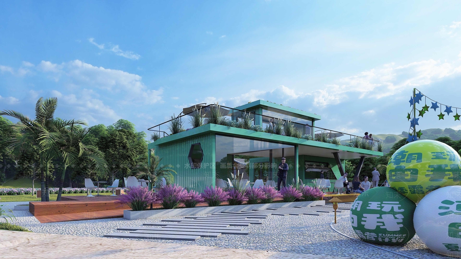 现代餐饮建筑SU模型下载【ID:1172420418】