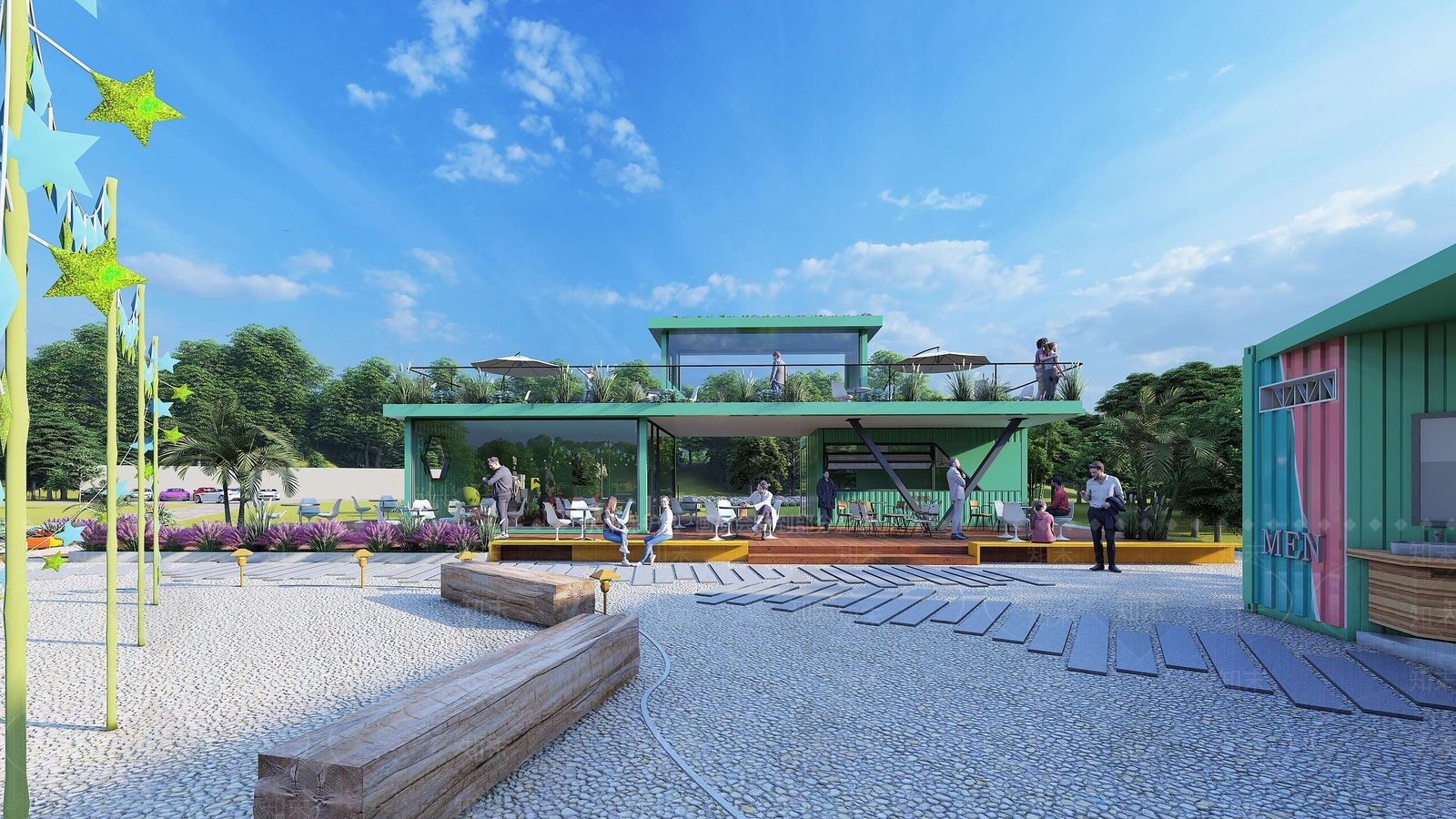 现代餐饮建筑SU模型下载【ID:1172420418】