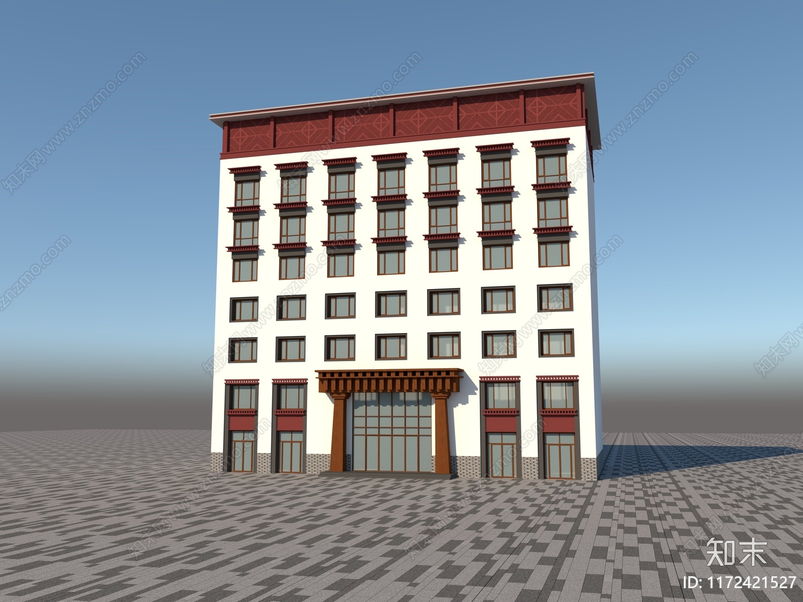 现代中式其他建筑外观3D模型下载【ID:1172421527】